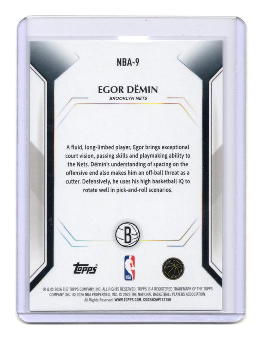2025-26 Topps Egor Demin Card Topps Collector Kit Brooklyn Nets #NBA-9