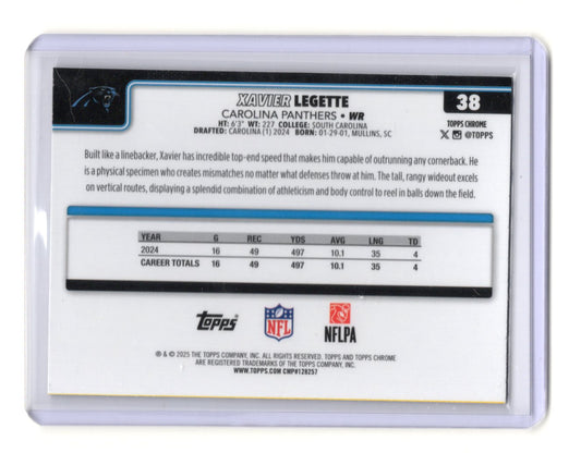 2025 Topps Chrome Xavier Legette Card Football Leather Refractor Carolina