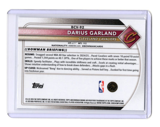 2025-26 Bowman Darius Garland Card Chrome Mojo Refractor Cavaliers #BCV-92
