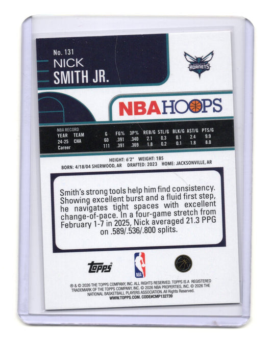 2025-26 Hoops Nick Smith Jr. Card Orange Hoops Charlotte Hornets #131
