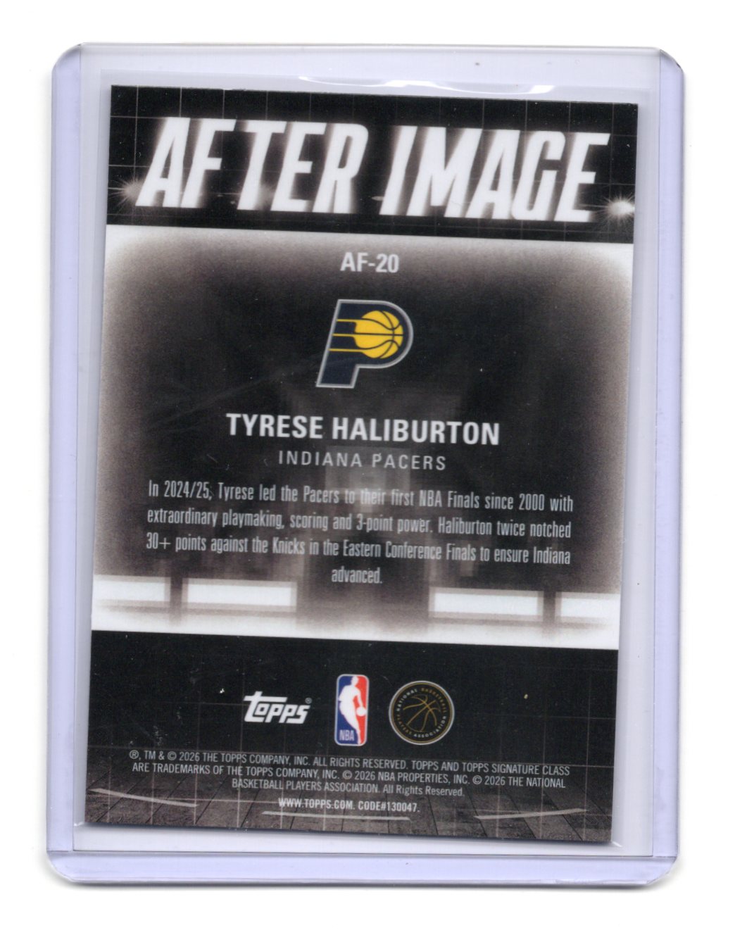 2025-26 Topps Signature Class Tyrese Haliburton Card After Image Pacers #AF-20