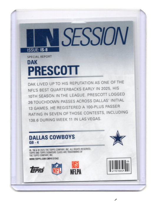 2025 Topps Signature Class Dak Prescott In Session Magazine Insert #IS-8