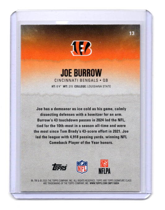 2025 Topps Signature Class Joe Burrow Card Red & Black Cincinnati Bengals #13