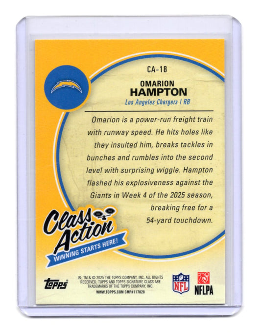 2025 Topps Signature Class Omarion Hampton Card Class Action Chargers #CA-18