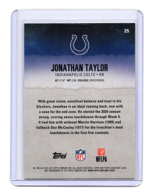 2025 Topps Signature Class Jonathan Taylor Card Blue & Yellow Colts #25