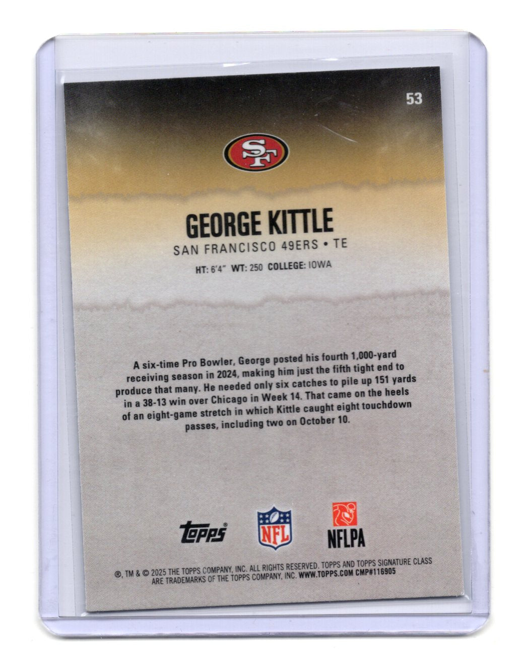 2025 Topps Signature Class George Kittle Card Chrome 49ers #53