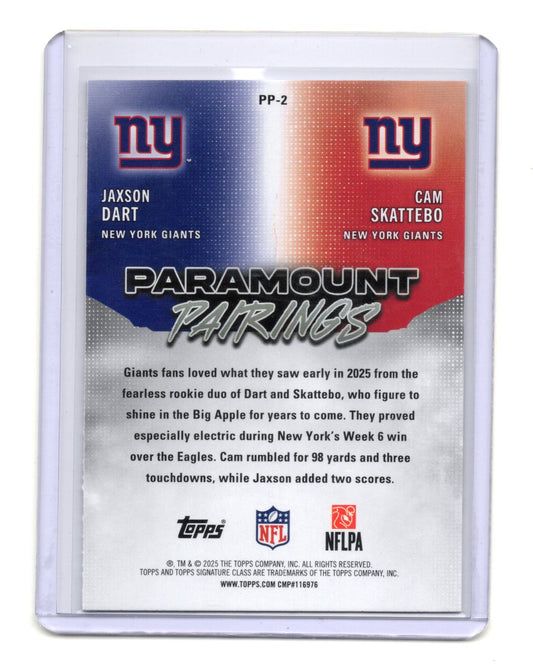 2025 Topps Signature Class Cam Skattebo / Jaxson Dart Card Paramount Pairings