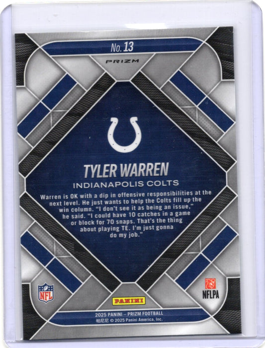 2025 Panini Prizm Tyler Warren Card Emergent Green Indianapolis Colts #13