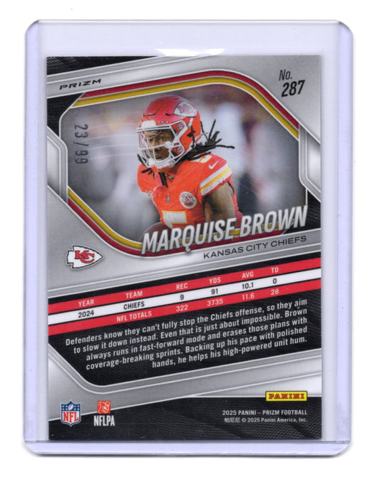 2025 Panini Prizm Marquise Brown Card Purple Wave SN Chiefs #/99