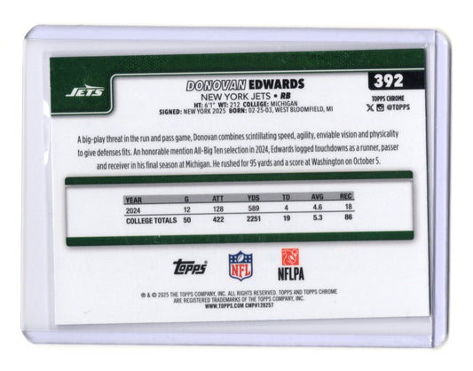 2025 Topps Chrome Donovan Edwards Card Pulsar Refractor RC Jets #392