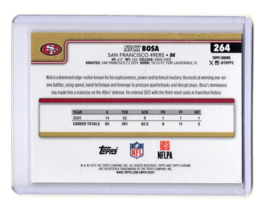 2025 Topps Chrome Nick Bosa Card X-Fractor 49ers #264