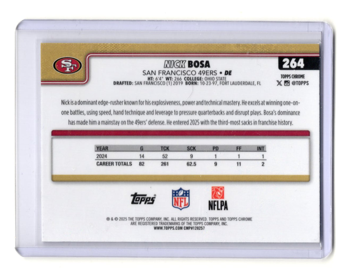 2025 Topps Chrome Nick Bosa Card X-Fractor 49ers #264