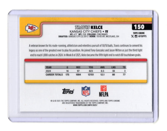 2025 Topps Chrome Travis Kelce Card X-Fractor Kansas City Chiefs #150