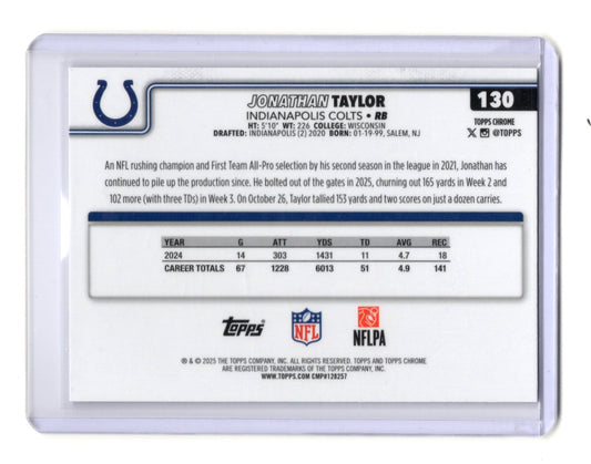 2025 Topps Chrome Jonathan Taylor Card Pulsar Refractor Colts #130