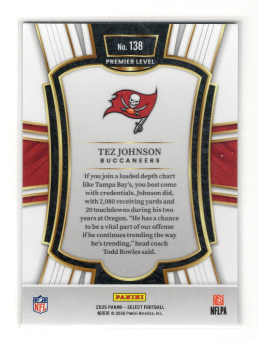2025 Panini Select Tez Johnson Card Tampa Bay Buccaneers #138