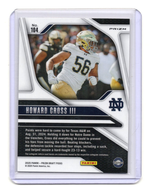 2025 Panini Prizm Draft Picks Howard Cross III Prizms Gold Ice Fighting Irish