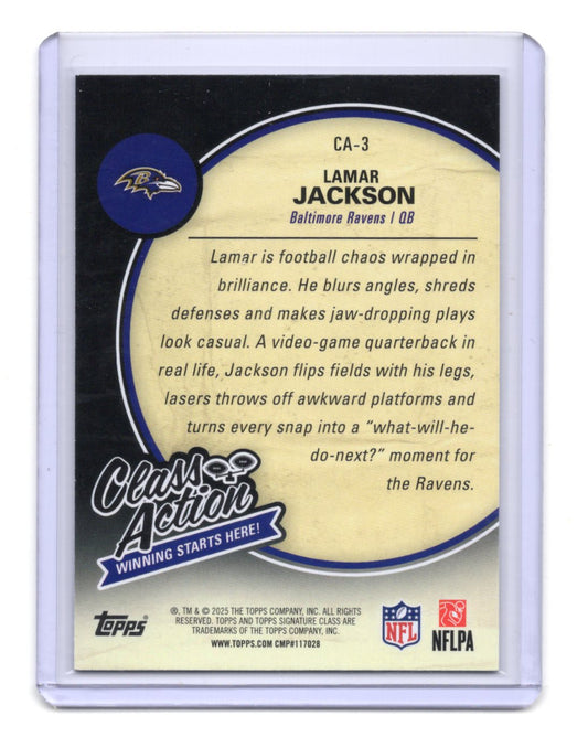2025 Topps Signature Class Lamar Jackson Card Class Action Purple Ravens