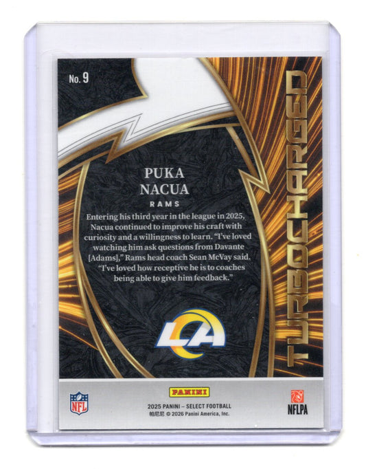 2025 Panini Select Puka Nacua Card Turbocharged Los Angeles Rams #9