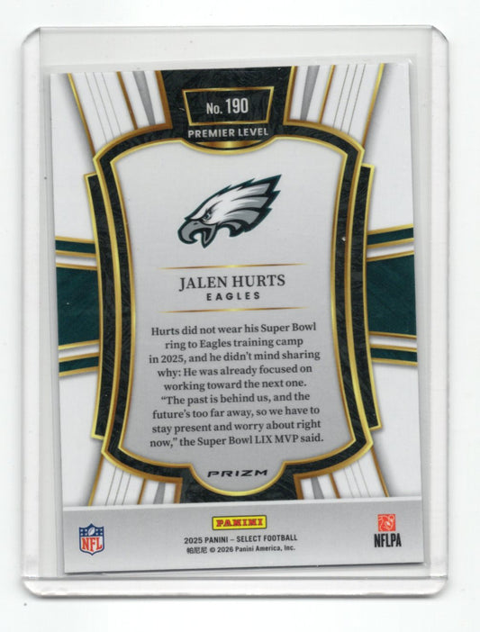2025 Panini Select Jalen Hurts Card Silver Prizm Philadelphia Eagles #190