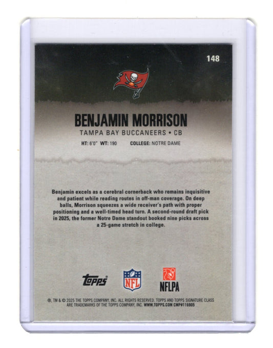 2025 Topps Signature Class Benjamin Morrison Card Chrome RC Buccaneers #148