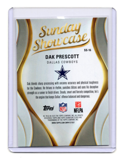 2025 Topps Signature Class Dak Prescott Card Sunday Showcase Dallas