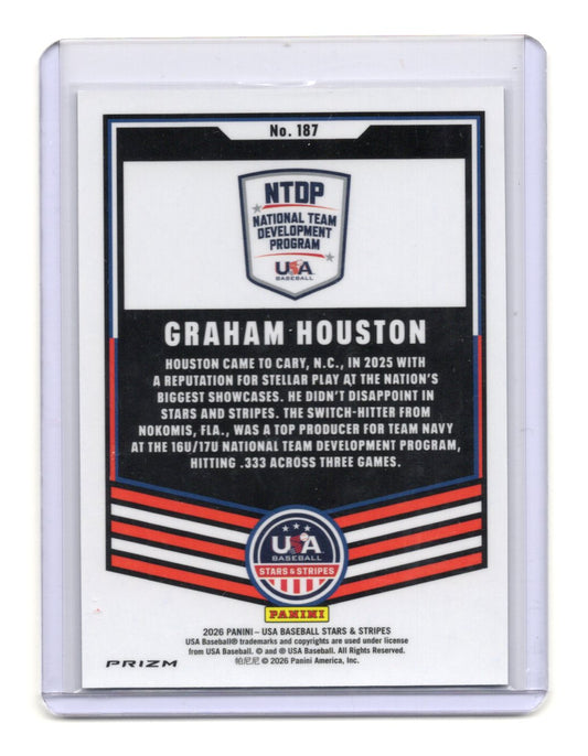 2026 Panini Stars & Stripes Prizm USA Baseball Graham Houston Card USA #187