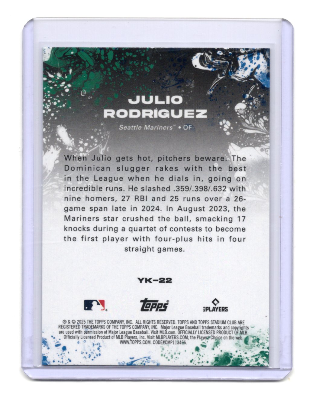 2025 Stadium Club Julio Rodríguez Card Yours for the Taking Seattle