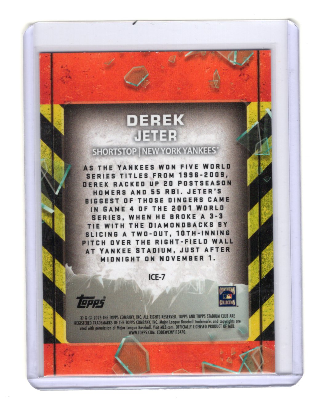 2025 Stadium Club Derek Jeter Card In Case of Emergency New York Yankees #ICE-7