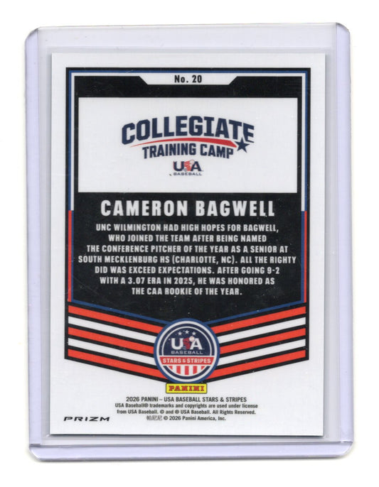 2026 Panini Stars & Stripes Prizm USA Baseball Cameron Bagwell Green USA #20