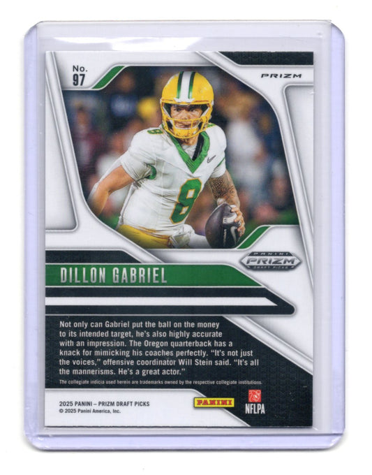 2025 Panini Prizm Draft Picks Dillon Gabriel Card Prizms Gold Ice Ducks #97