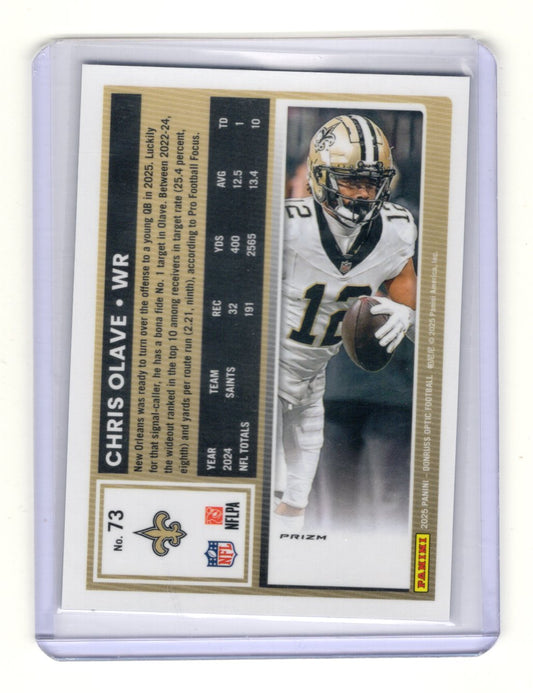 2025 Donruss Optic Chris Olave Card Holo New Orleans Saints #73