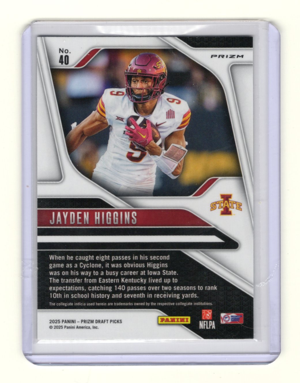 2025 Panini Prizm Draft Picks Jayden Higgins Card Prizms Gold Ice Cyclones