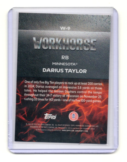 2025 Bowman University Best Darius Taylor Card Workhorse Golden Gophers