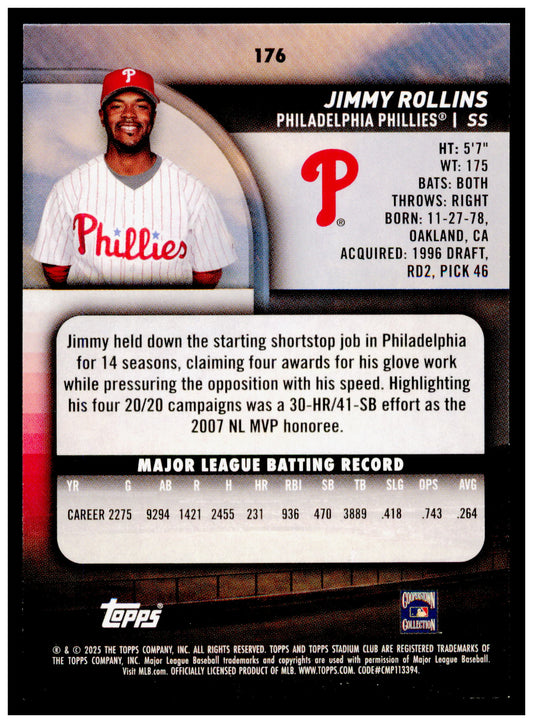2025 Stadium Club Jimmy Rollins Card Philadelphia Phillies #176