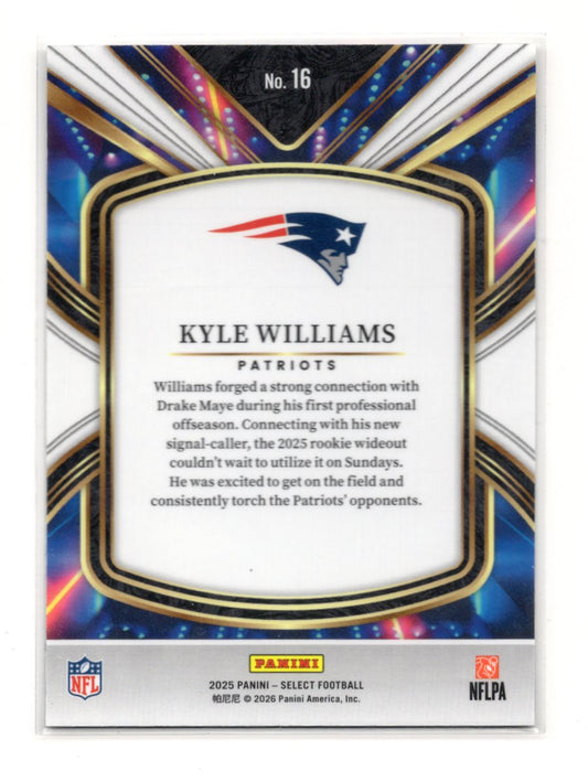 2025 Panini Select Kyle Williams Card Select Future New England Patriots #16