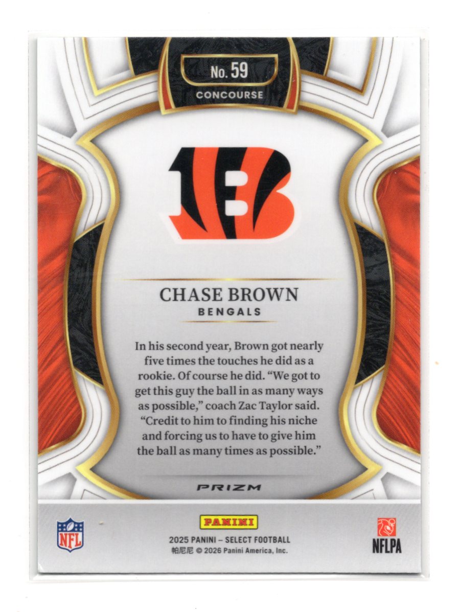 2025 Panini Select Chase Brown Card Black and Green Prizm Shock Bengals #59