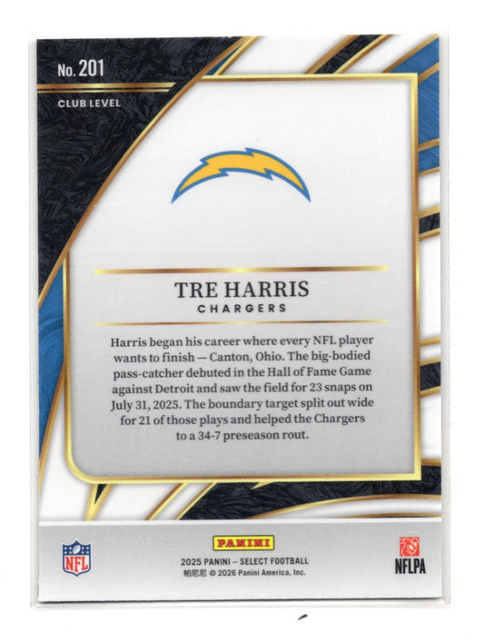 2025 Panini Select Tre Harris Card Los Angeles Chargers #201