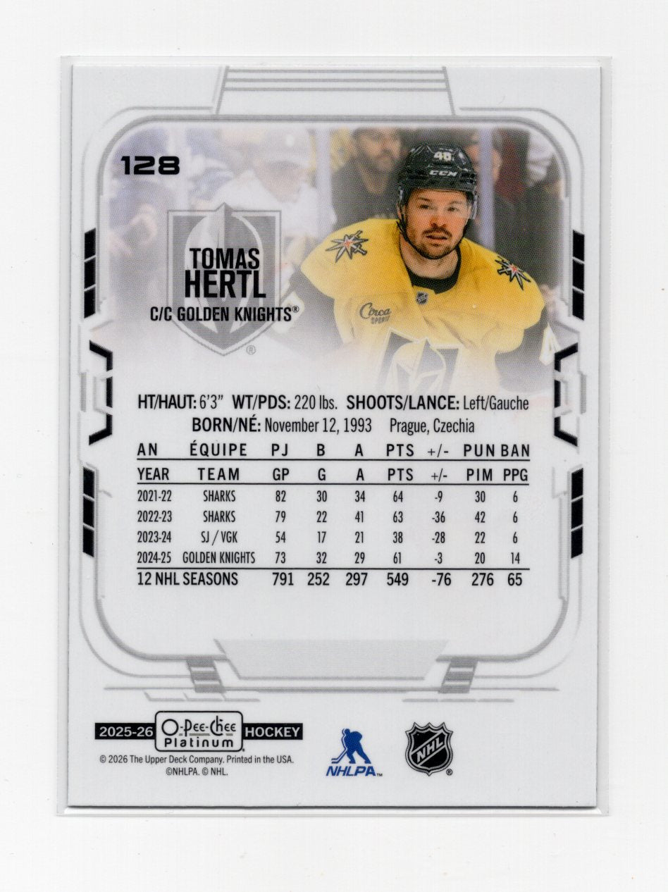 2025-26 O-Pee-Chee Platinum Tomas Hertl Card Vegas Golden Knights #128