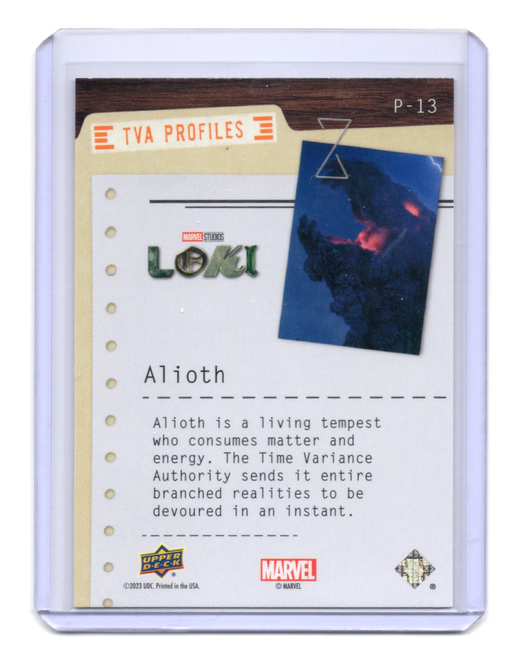 2023 Upper Deck Marvel Loki Season 1 Alioth Card TVA Profiles #P-13