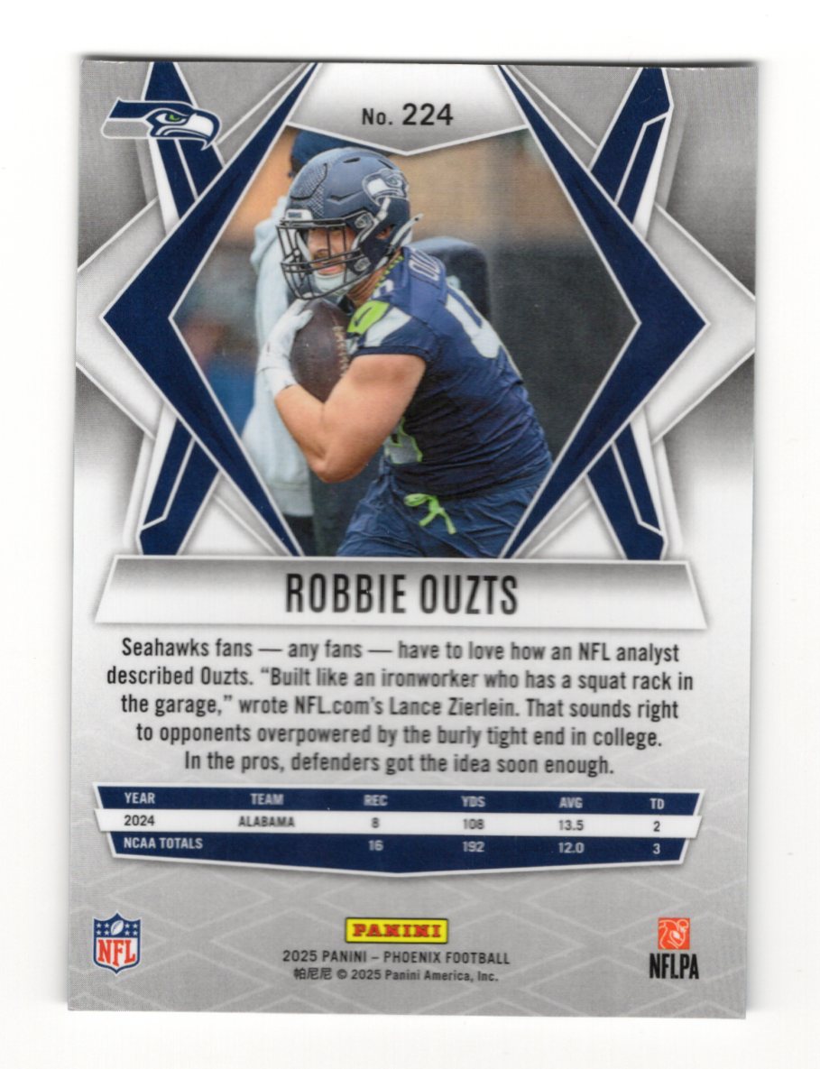 2025 Panini Phoenix Robbie Ouzts Card RC Seattle Seahawks #224
