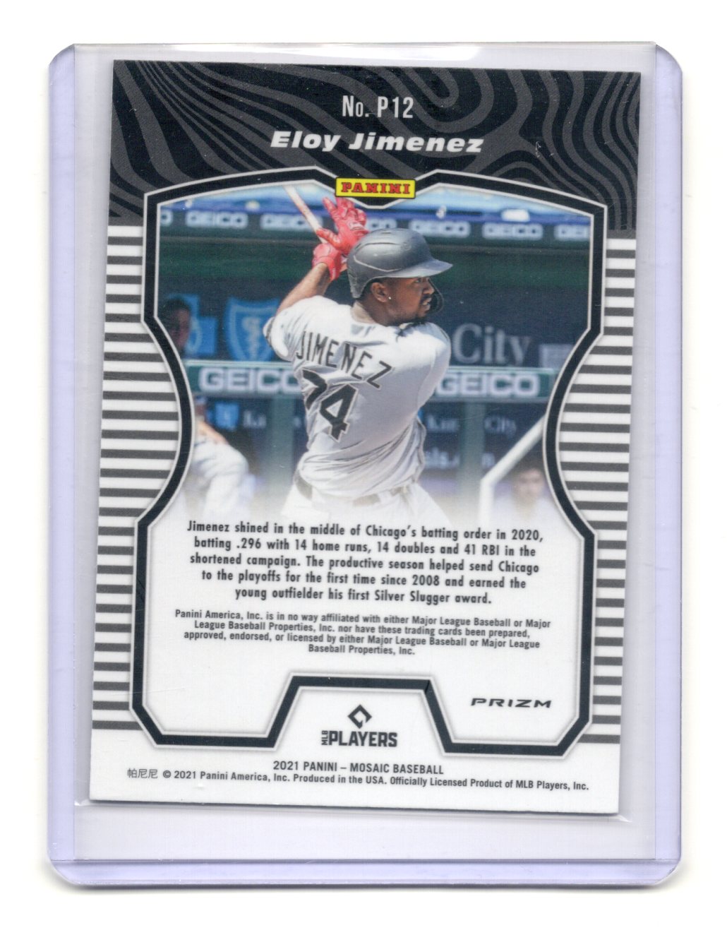 2021 Panini Mosaic Eloy Jimenez Card Producers Green Chicago White Sox #P12
