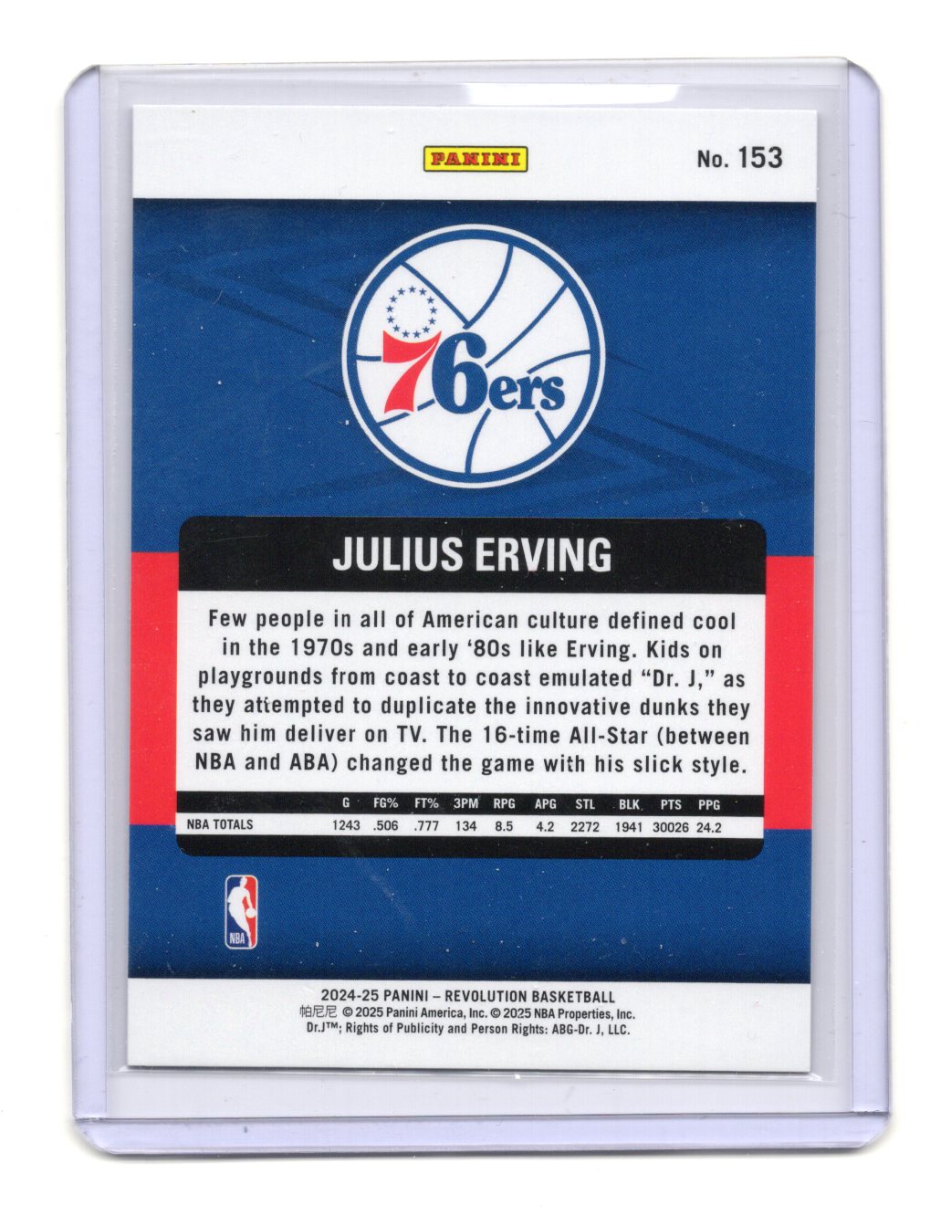 2024-25 Panini Revolution Julius Erving Legends #153 76ers Dr J