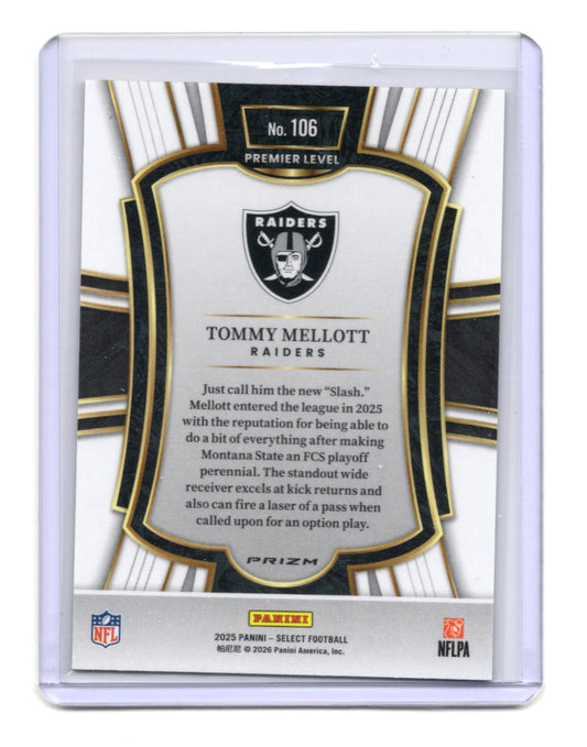 2025 Panini Select Tommy Mellott Card Green and Yellow Prizm Shock Raiders