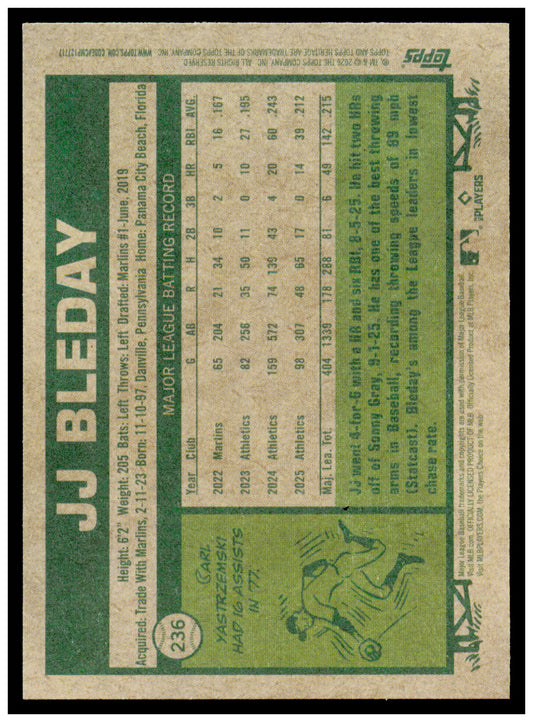 2026 Topps Heritage JJ Bleday Card Athletics #236