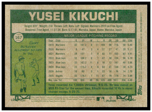 2026 Topps Heritage Yusei Kikuchi Card Los Angeles Angels #167