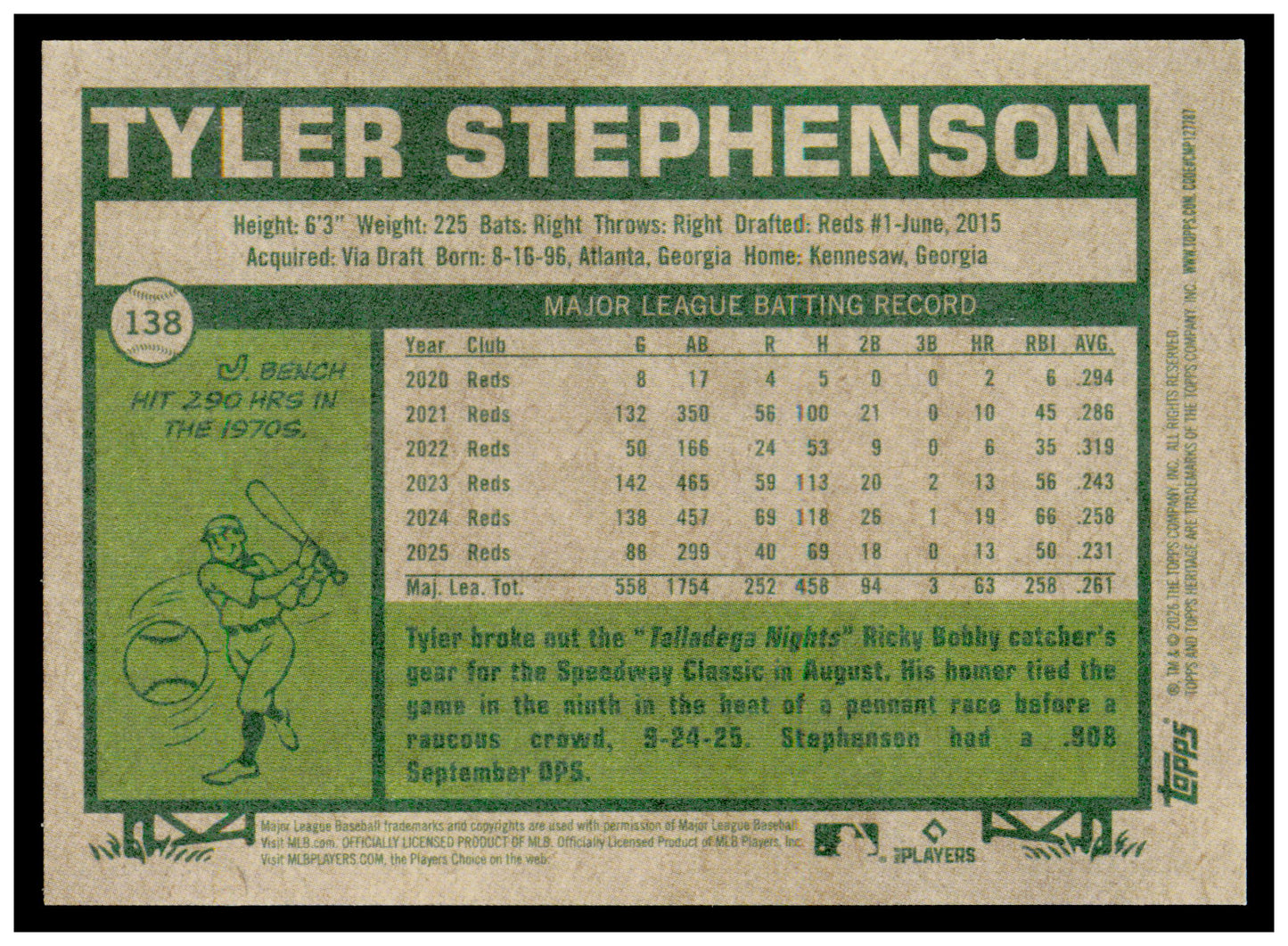 2026 Topps Heritage Tyler Stephenson Card Cincinnati Reds #138