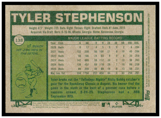 2026 Topps Heritage Tyler Stephenson Card Cincinnati Reds #138