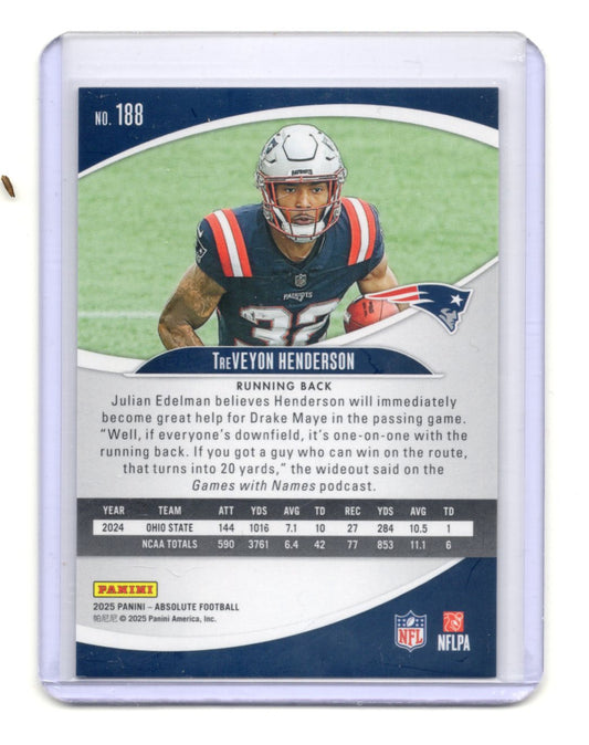2025 Panini Absolute TreVeyon Henderson Card Gold Stars SN,RC Patriots #/325