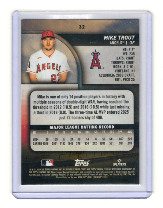 2025 Stadium Club Mike Trout Card Los Angeles Angels #32