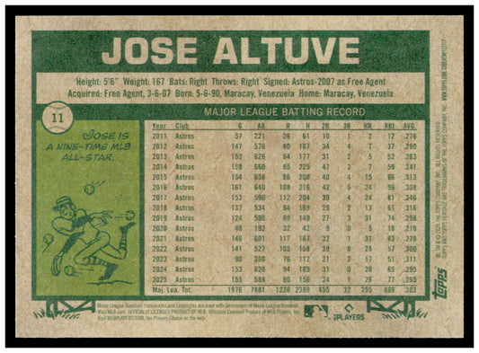 2026 Topps Heritage Jose Altuve Card Houston Astros #11